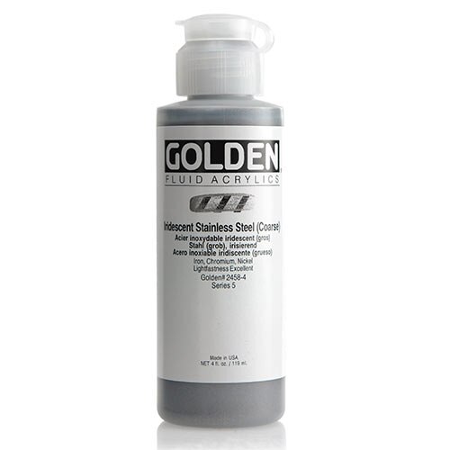 Golden, Fluid Acrylic, Paint, 4oz, Iridescent Stainless Steel (Coarse)